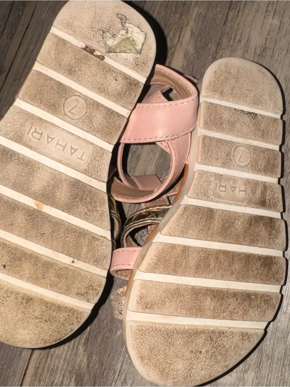 Tahari Pink and Metallic Gold Kids Sandals